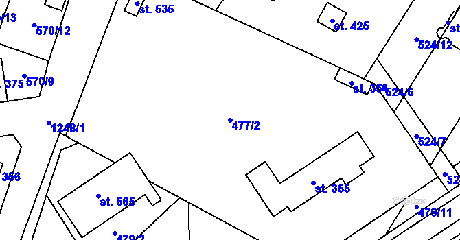 Parcela st. 477/2 v KÚ Brodce nad Jizerou, Katastrální mapa