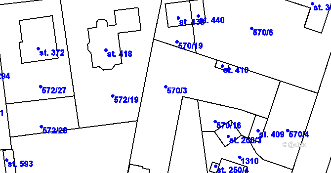 Parcela st. 570/3 v KÚ Brodce nad Jizerou, Katastrální mapa