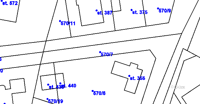 Parcela st. 570/7 v KÚ Brodce nad Jizerou, Katastrální mapa