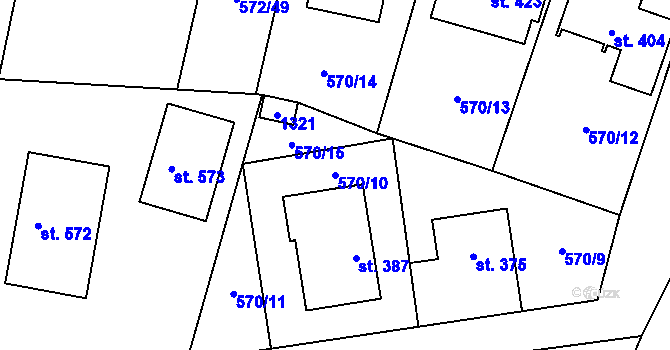 Parcela st. 570/10 v KÚ Brodce nad Jizerou, Katastrální mapa