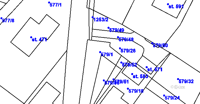 Parcela st. 579/1 v KÚ Brodce nad Jizerou, Katastrální mapa