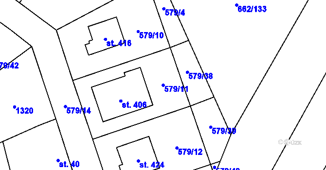 Parcela st. 579/11 v KÚ Brodce nad Jizerou, Katastrální mapa