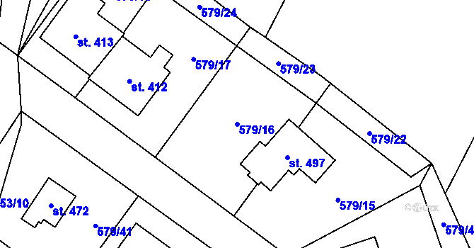 Parcela st. 579/16 v KÚ Brodce nad Jizerou, Katastrální mapa