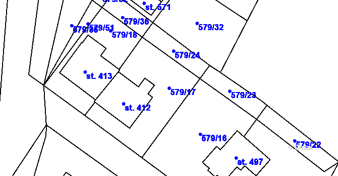 Parcela st. 579/17 v KÚ Brodce nad Jizerou, Katastrální mapa