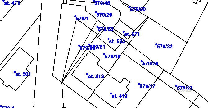 Parcela st. 579/18 v KÚ Brodce nad Jizerou, Katastrální mapa