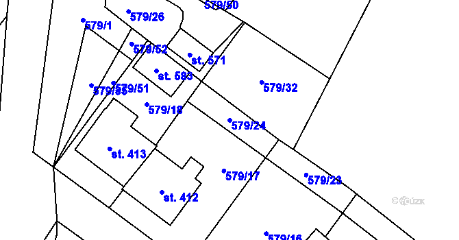 Parcela st. 579/24 v KÚ Brodce nad Jizerou, Katastrální mapa