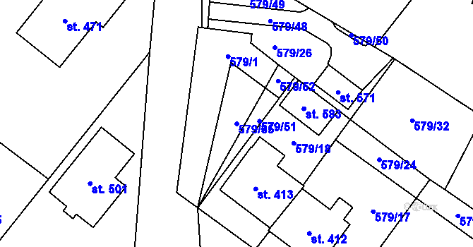 Parcela st. 579/35 v KÚ Brodce nad Jizerou, Katastrální mapa