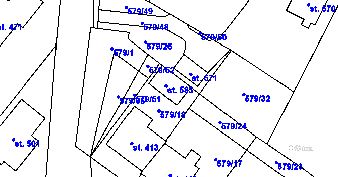 Parcela st. 579/36 v KÚ Brodce nad Jizerou, Katastrální mapa