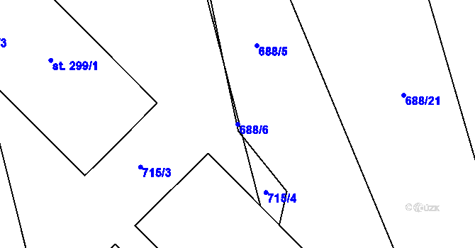 Parcela st. 688/6 v KÚ Brodce nad Jizerou, Katastrální mapa