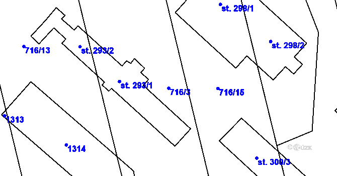 Parcela st. 716/3 v KÚ Brodce nad Jizerou, Katastrální mapa