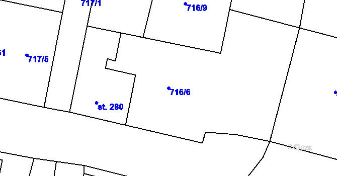 Parcela st. 716/6 v KÚ Brodce nad Jizerou, Katastrální mapa