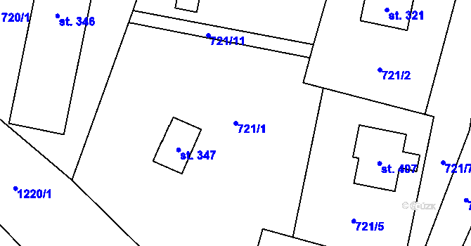 Parcela st. 721/1 v KÚ Brodce nad Jizerou, Katastrální mapa