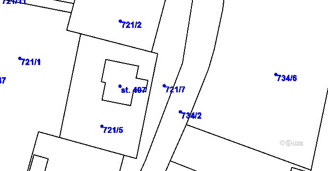 Parcela st. 721/7 v KÚ Brodce nad Jizerou, Katastrální mapa