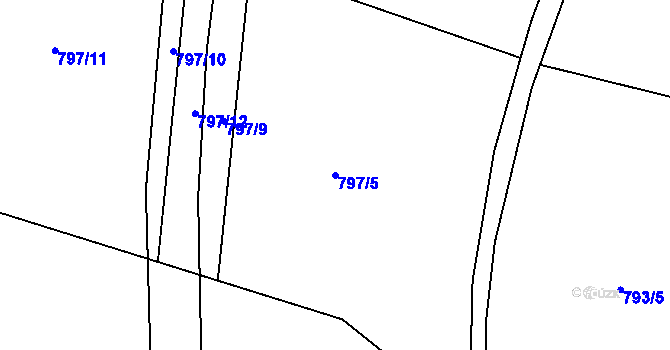 Parcela st. 797/5 v KÚ Brodce nad Jizerou, Katastrální mapa