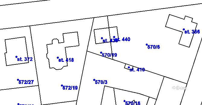 Parcela st. 570/19 v KÚ Brodce nad Jizerou, Katastrální mapa