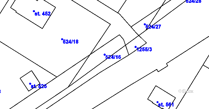 Parcela st. 524/16 v KÚ Brodce nad Jizerou, Katastrální mapa