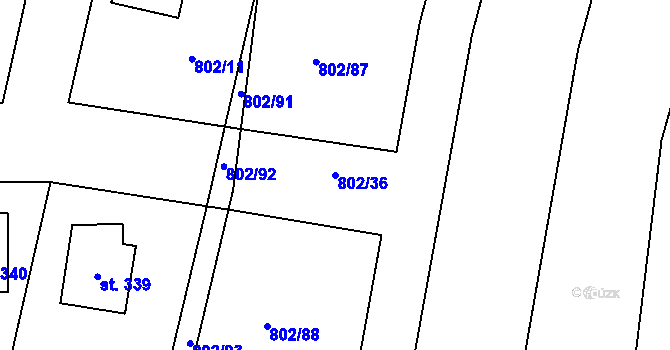Parcela st. 802/36 v KÚ Brodce nad Jizerou, Katastrální mapa