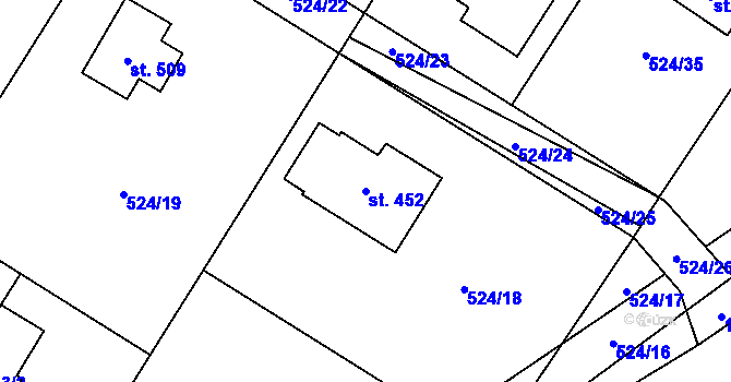 Parcela st. 452 v KÚ Brodce nad Jizerou, Katastrální mapa