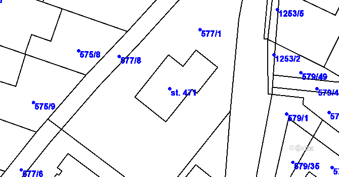 Parcela st. 471 v KÚ Brodce nad Jizerou, Katastrální mapa