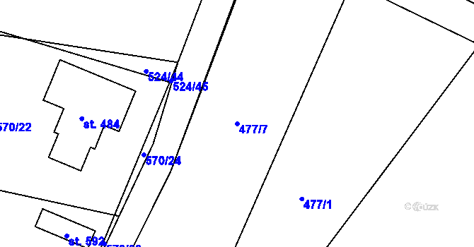 Parcela st. 477/7 v KÚ Brodce nad Jizerou, Katastrální mapa