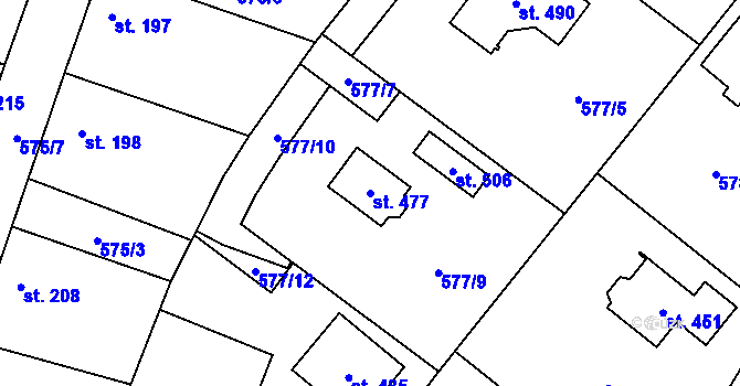 Parcela st. 477 v KÚ Brodce nad Jizerou, Katastrální mapa