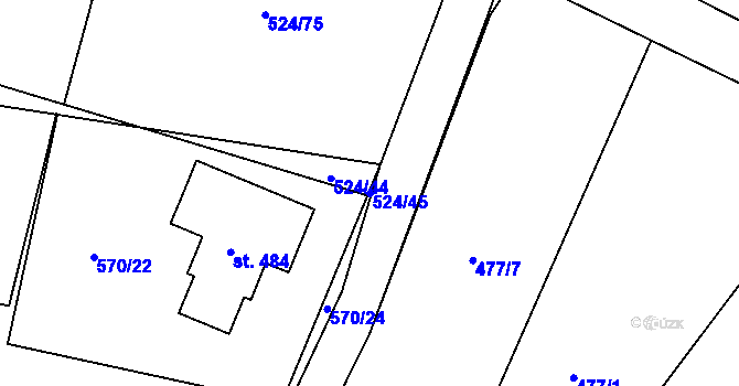 Parcela st. 524/45 v KÚ Brodce nad Jizerou, Katastrální mapa