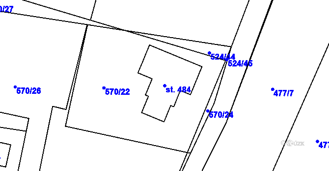 Parcela st. 484 v KÚ Brodce nad Jizerou, Katastrální mapa