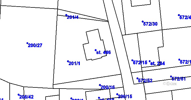 Parcela st. 486 v KÚ Brodce nad Jizerou, Katastrální mapa
