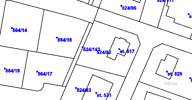 Parcela st. 524/82 v KÚ Brodce nad Jizerou, Katastrální mapa