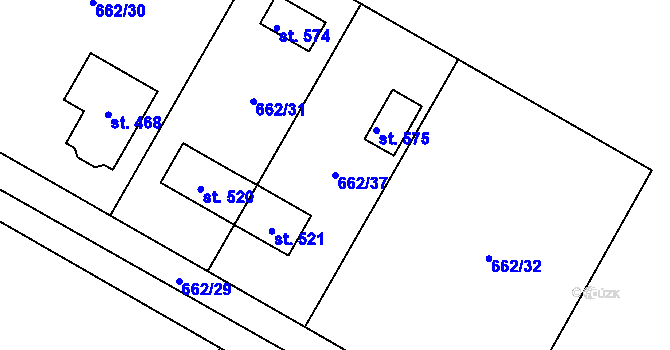 Parcela st. 662/37 v KÚ Brodce nad Jizerou, Katastrální mapa