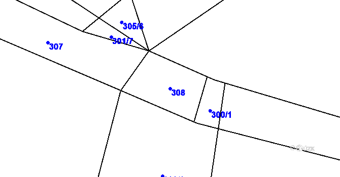 Parcela st. 308 v KÚ Brodce nad Jizerou, Katastrální mapa