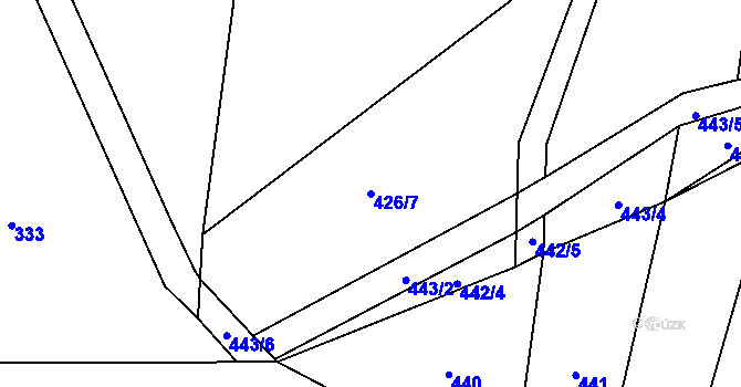 Parcela st. 426/7 v KÚ Brodce nad Jizerou, Katastrální mapa