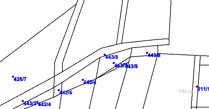 Parcela st. 443/5 v KÚ Brodce nad Jizerou, Katastrální mapa