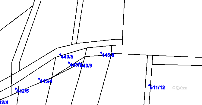 Parcela st. 443/8 v KÚ Brodce nad Jizerou, Katastrální mapa