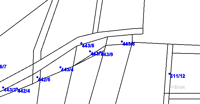 Parcela st. 443/9 v KÚ Brodce nad Jizerou, Katastrální mapa