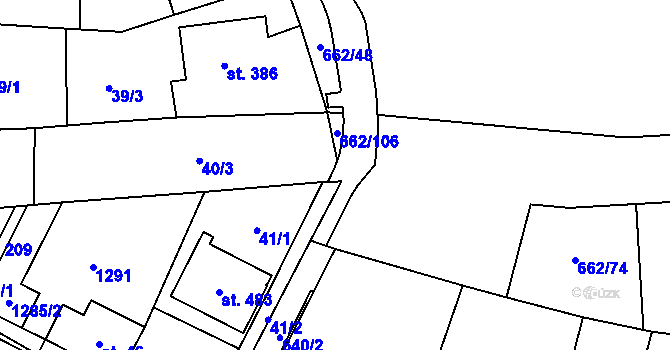 Parcela st. 40/4 v KÚ Brodce nad Jizerou, Katastrální mapa