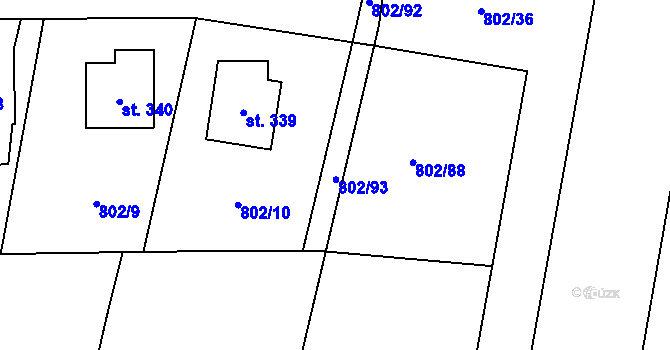Parcela st. 802/83 v KÚ Brodce nad Jizerou, Katastrální mapa