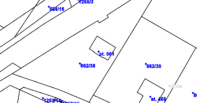 Parcela st. 561 v KÚ Brodce nad Jizerou, Katastrální mapa