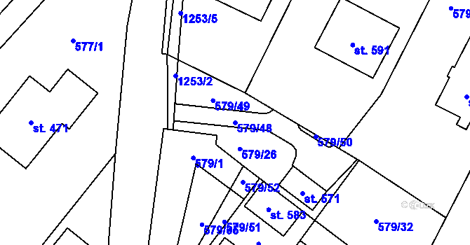 Parcela st. 579/48 v KÚ Brodce nad Jizerou, Katastrální mapa