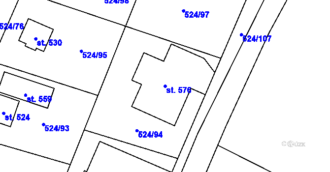 Parcela st. 576 v KÚ Brodce nad Jizerou, Katastrální mapa