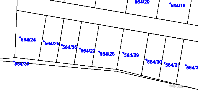 Parcela st. 564/28 v KÚ Brodce nad Jizerou, Katastrální mapa