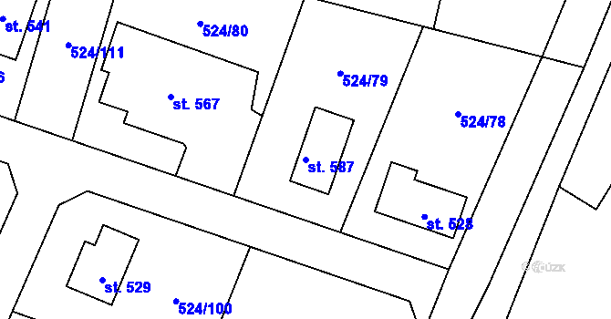 Parcela st. 587 v KÚ Brodce nad Jizerou, Katastrální mapa