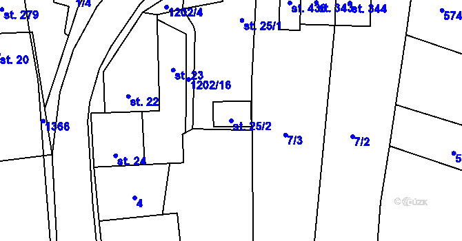 Parcela st. 25/2 v KÚ Brodce nad Jizerou, Katastrální mapa