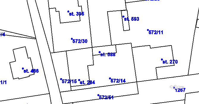 Parcela st. 588 v KÚ Brodce nad Jizerou, Katastrální mapa