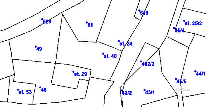 Parcela st. 48 v KÚ Brodec, Katastrální mapa