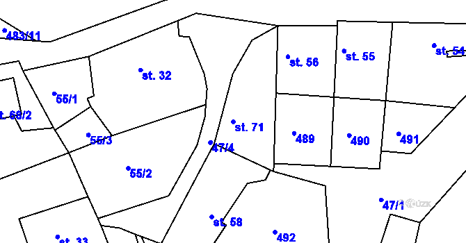 Parcela st. 71 v KÚ Brodec, Katastrální mapa