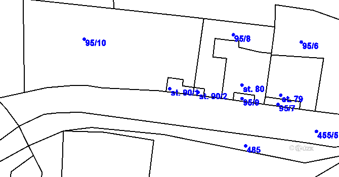 Parcela st. 90/1 v KÚ Brodec, Katastrální mapa