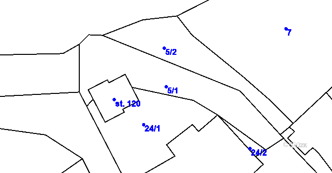 Parcela st. 5/1 v KÚ Brodec, Katastrální mapa