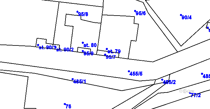 Parcela st. 95/7 v KÚ Brodec, Katastrální mapa