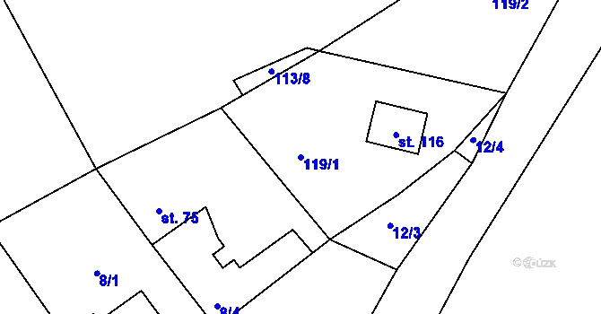 Parcela st. 119/1 v KÚ Brodec, Katastrální mapa